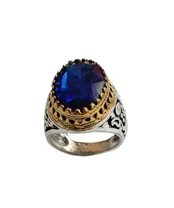 Blue Stone Designer Ring for Mens. (BLUE, 19)