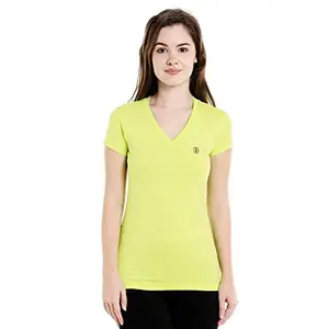 BODYACTIVE Cotton Half Sleeve Regular Fit T-Shirt for Women's/Girls Green
