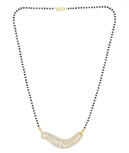 MEENAZ American Diamond Mangalsutra for women stylish 1gm gold mangal sutra short AD CZ Pendant Necklace design jewellery for women nallapusalu chains one gram 18 inch black beads chain golden -20
