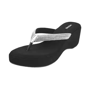 Mochi Women's Black Silver Finish Comfy Wedge Fashion Sandals UK/5 EU/38 (35-4995)