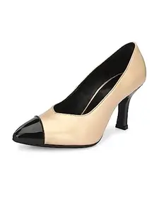 El Paso Women's Golden Faux Leather Casual Slip On Heels - EPW784Golden_4