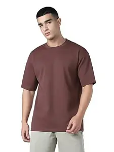 TECHNOSPORT Men Round Neck Drop Shoulder T-Shirt with ELASTO Plus Gym T Shirt for Men Sports Tee for Him Male Polyester Top