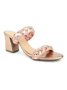 Inc.5 Women Rose Gold & Peach-Toned Textured Block Heels