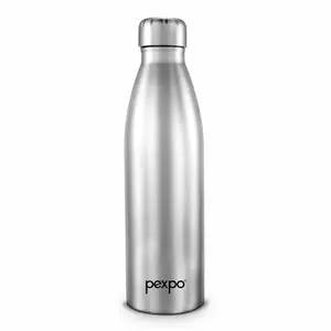 PEXPO Genro Stainless Steel Single Wall |Fridge Water Bottle| 1 Litre, Silver |Narrow Mouth with Screw Cap| Easy Grip|Home, Office, Gym, School, Yoga, Trekking, Men, Women & Kids