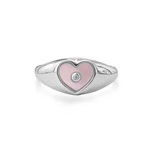 Mia by Tanishq Romani Mother of Pearl Heart 925 Kt Silver Ring