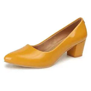 Denill Women Pump Block Heel (Yellow, numeric_4)