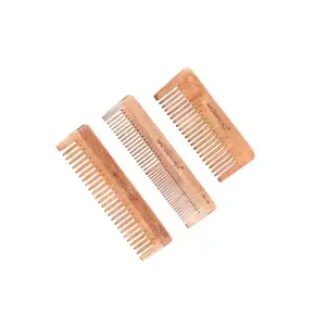 OROSSENTIALS Kacchi neem comb || neem wooden hair comb || oil treated kacchi neem comb Pack of 3 (ORO-189)