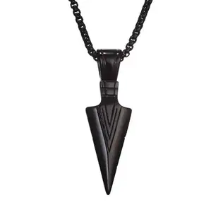 SV valentine gift for girlfriend boyfriend Stainless Steel Stainless Steel Black Arrow Pendant Necklace Gift Idea Men Women Boys Girls