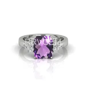 RRVGEM 4.25 Ratti amethyst ring Silver plated Handcrafted Finger Ring With Beautifull Stone Men & Women Jewellery Collectible for men and women by lab certified