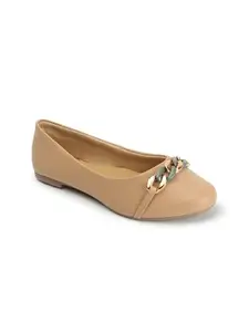 Carlton London Women's Slip On Ballerinas Colour-Beige, Size-UK 4