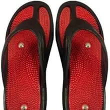ACUWORLD acupressure slippers for women/Men's Flip-Flops heel pain relief products acupressure footwear Red Black (10)