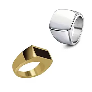 COLOUR OUR DREAMS Fashion Jewellery Titanium Trendy Finger Ring Set For Boys And Men | Casual Rings For Men And Boys | Gift For Boyfriend (Pack Of 2)