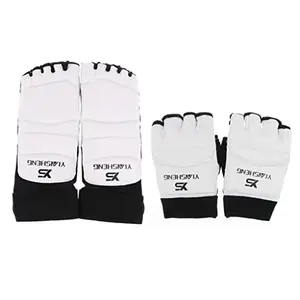 UJEAVETTE® Uni Karate Foot Guards Instep Protector & Kick Boxing Karate Muay Thai Gloves Sparring Gear