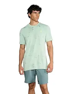TECHNOSPORT Men Polyester Regular Fit Half Sleeve Jacquard T-Shirt with Double Cool, Quick Dry & Anti Microbial for Sports, Running & Casual Use