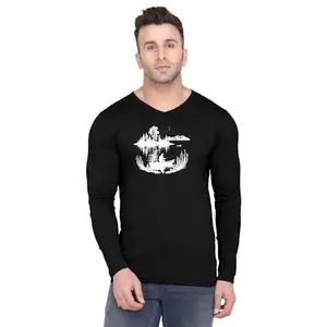 ALLEN BLACK Men's Round Neck T-Shirt, (Dplfstyl_ T-Shirt_ XXL_5649_BZR) Navy Blue