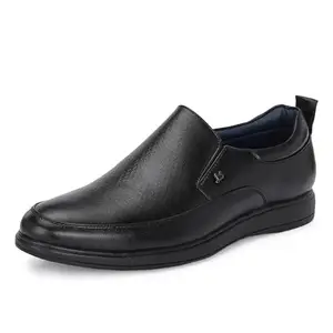Centrino Slip-On Men's Formal Shoe | Stylish Non-Lace Design | Soft Cushioned Insole for Comfort | Premium Craftsmanship & Durable Build | Perfect for Office & Formal Wear 6646-1_Black_9