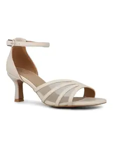 Inc.5 Womens Cream Party Wear Transparent Round Toe Heel Sandals