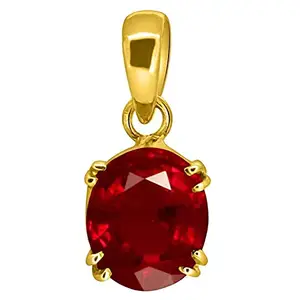 GEMS RIVER Natural 7.25 Ratti 6.50 Carat Ruby Manik Gold Plated Pendant/Locket Gemstone by Lab Certified(Top AAA+) Quality for Women's and Men's (R148)