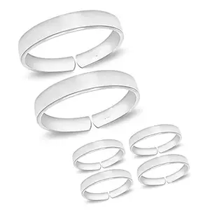Toe Ring Artificial Silver Abstract Pattern Design Toe Ring Adjustable Jewelry for Women. Combo of 1 Pair Thumb & 2 Pair Finger Size Silver Toe Rings. (023-3PAIRS)