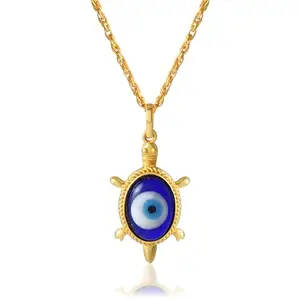 Memoir Goldplated Tortoise Evil Eye Energised bad luck protection Vastu Fengshui Fashion Jewellery pendant with chain (PCRR3504)