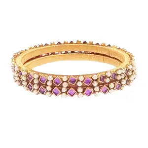 Geeven Stores Silk Thread Bangles In Violet Kundan Style for Festive Occasions Women/Girls.