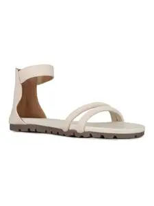 Inc.5 Womens Cream Solid Round Toe Casual Sandals