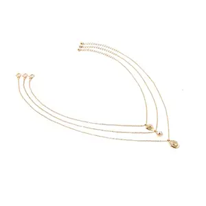 Accessorize London Women's Blue Harvest Set of 3 Pearl Heart Layered Necklace