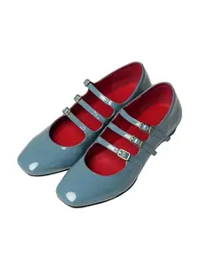 Theater Kelly Jr Women Black Buckles Comfortable Mary Jane Flats | Formal and Casual Fashion Shoes