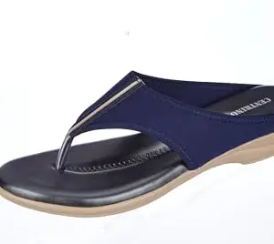 Centrino Women's 6203 Navy Thong Comfortable Ortho Care Ladies | Fashion Wear Sandal & Chappal | Soft Cushioned for More Comfort-8 Kids UK (6203-01)