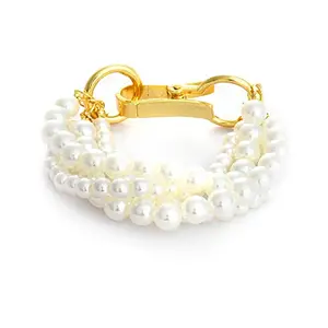 SOHI Gold Plated Beaded Pearl Bracelet (SOHBRC8143)
