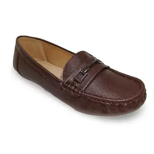 Women’s Loafers & Pumps | Stylish Slip-On Shoes | Cushioned Comfort | TPR Sole | Metal Buckle Detail (Brown, UK Footwear Size System, Adult, Women, Numeric, Wide, 8)
