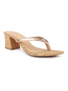 Inc.5 Women Rose Gold Embellished Block Heels