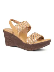 Inc.5 Women Beige Textured Wedge Heels
