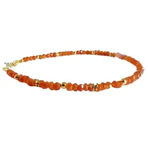 LKBEADS Carnelian Bracelet with Rose Gold Plated Clasp – 3mm Round Beads – Faceted Cut – 7 inch – Healing, Fashion, Gift, Spiritual, Yoga|LK_STACK_01862