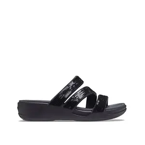 Crocs Boca Sequin Strappy WdgW Blk (2 UK Women (W4)