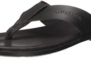 U.S. POLO ASSN. Men's Langdon Black Leather Slipper/Sandal-7 UK (2531925905)
