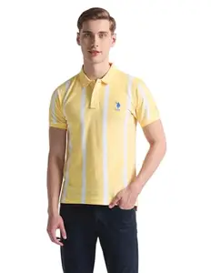 U.S. POLO ASSN. Men's Striped Slim Fit Shirt (USTSH1792_Yellow