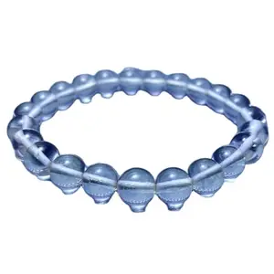 LKBEADS Crystal Quartz Bracelet, Beaded Bracelet for Healing & Energy, Natural Stone Jewelry, Gift for Her|8mm Round|Smooth|Blue|SRC_LI_000059