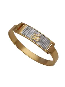 om design diamond gold plated free size adjustable kada braclelet for mens and womens