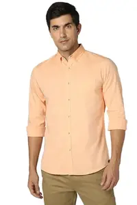 Peter England Men's Slim Fit Shirt (PCSFSSLFU55835_Orange