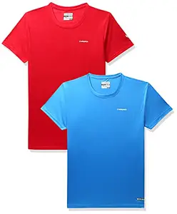 Charged Active-001 Camo Jacquard Round Neck Sports T-Shirt Red Size Xl And Charged Play-005 Interlock Knit Geomatric Emboss Round Neck Sports T-Shirt Scuba Size Xl