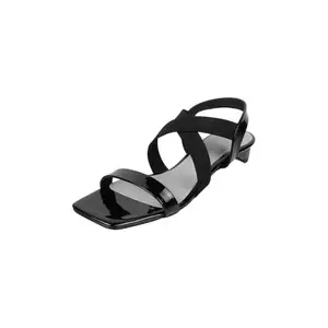 Mochi Women Black Patent Leather Kitten Heel Fashion Sandal UK/5 EU/38 (33-238)