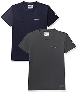 Charged Play-005 Interlock Knit Geomatric Emboss Round Neck Sports T-Shirt Navy Size Small And Charged Pulse-006 Checker Knitt Round Neck Sports T-Shirt Graphite Size Small