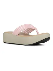 Inc.5 Womens Peach Solid Round Toe Party Wear Wedge Heel Sandals