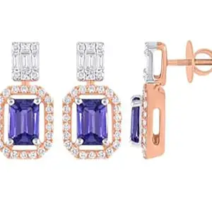 DURGA DASS SETH SARAF Earrings with natural diamonds and blue stone,14 kt gold finish, IGI certified diamonds, 0.40 cts diamond wt, gold wt 3.970 GMs
