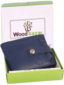 Wood Bazar Men's Handcrafted Genuine Leather Leather Wallet Card Holder Slot Coin Pocket Classy Gifts for Men - Blue