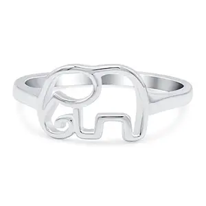Elephant Band Ring Solid 925 Sterling Silver Thumb Ring (10mm) Birthday Gift