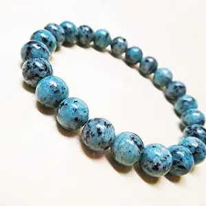 LKBEADS Natural African Turquoise 10mm Round Shape Smooth Cut Beads 65 inch Stretchable Bracelet for Men & Women|STBR_RR_00179_65