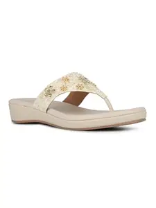Inc.5 Womens Beige Ethnic Embellished Round Toe Sandals