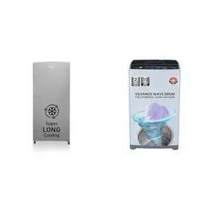 Haier 185 L, 2 Star, Direct-Cool Single Door Refrigerator (HED-19TMS-N, Moon Silver, 2024 Model), 6.0 Kg 5 Star Oceanus Wave Technology Fully Automatic Top Loading Washing Machine (HWM60-AE,